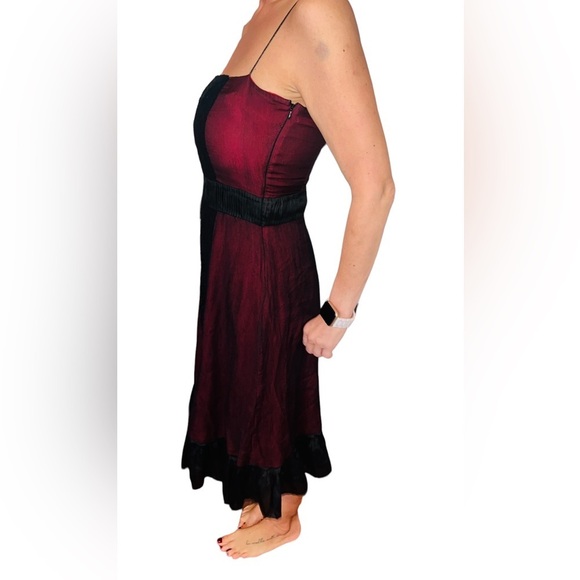 ZARA Women black and burgundy dress - Picture 2 of 8